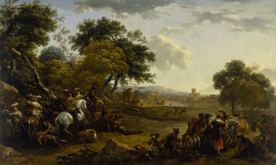 Paisaje con una Partida de Caza de Nicolaes Pietersz. Berchem